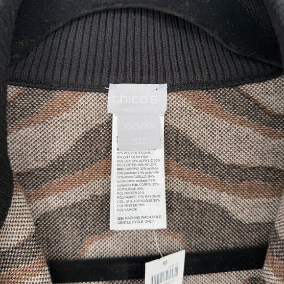 Chicos Mixed Print Faux Suede Trim Ruana Size XXS/XS Oversized Layer Sweater NEW - Picture 9 of 15